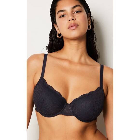 Etam IDOLE Bra No.4 Classique Lightly Lined Demi Bra Anthracite‎ 38D - Picture 3 of 16